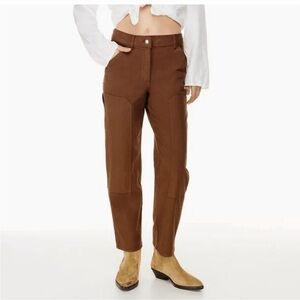 Aritzia Wilfred Brown Straight-Leg Utility Pants